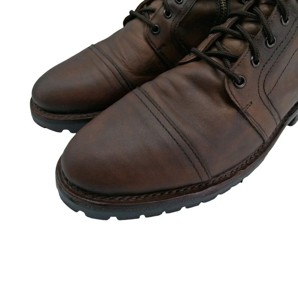 Thursday Boot Co Boots Mens Size 9.5 Brown Leather Combat Ankle Zip Casual Boots